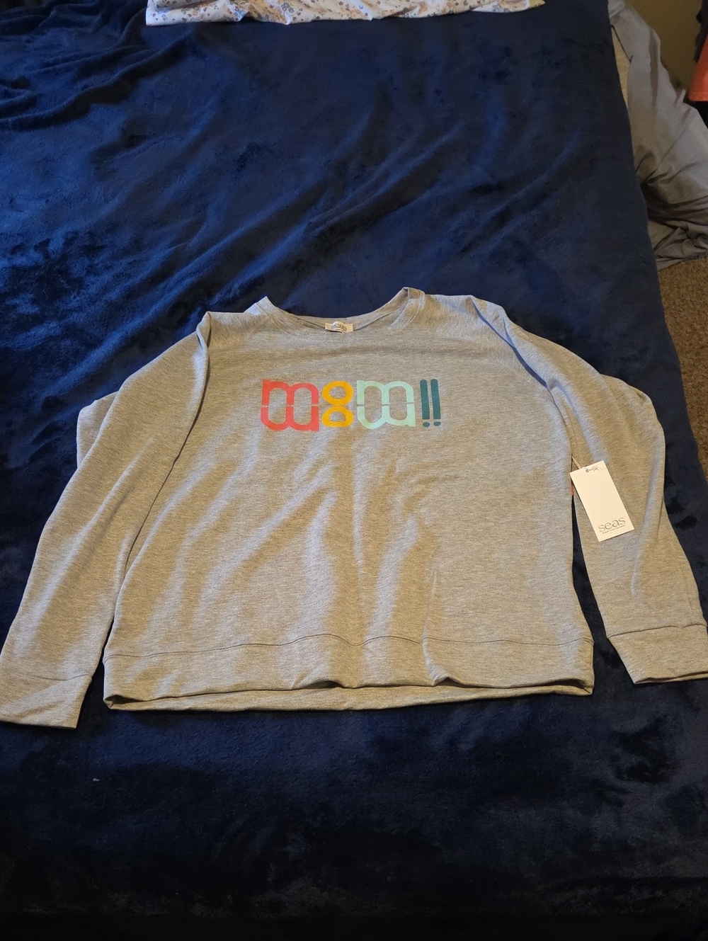 Women’s Gray Scoop Neck Sweatshirt with Color Block Logo